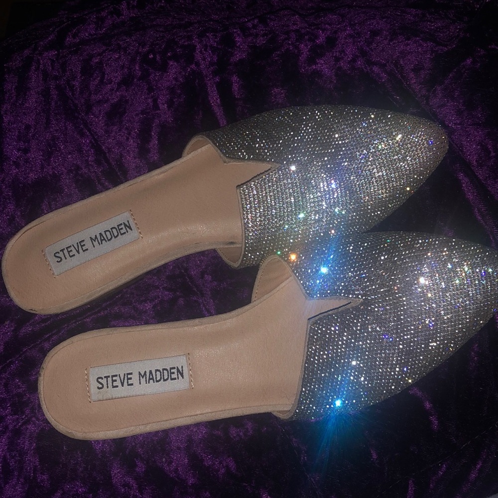 Steve Madden rhinestone slip ons.